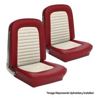 1964.5-65 Mustang Fastback Standard Upholstery Set w/ Bucket Seats (Full Set) Red/White