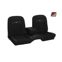 1964.5-66 Mustang Fastback Deluxe Pony Upholstery Set w/ Bench Seat (Full Set) Red Metallic/White