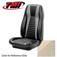 1971-73 Mustang Mach 1 Sportsroof Sport Seat Upholstery Set (Full Set) White w/ White Stripes