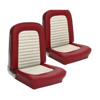 1964.5-66 Mustang Fastback Sport Seat Standard Upholstery Set w/ Bucket Seats (Full Set) Red/White