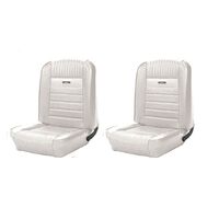 1964.5-64 Mustang Fastback Deluxe Pony Sports Seat Upholstery Set w/ Bucket Seats (Full Set) White