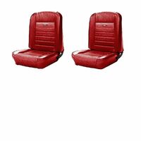 1964.5-64 Mustang Fastback Deluxe Pony Sports Seat Upholstery Set w/ Bucket Seats (Full Set) Bright Red