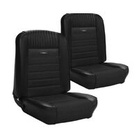1964.5-64 Mustang Fastback Deluxe Pony Sports Seat Upholstery Set w/ Bucket Seats (Full Set) Black