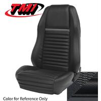 1969-70 Mustang Mach 1/Shelby Fastback Sport Seat Upholstery Set w/ Hi-Back Bucket Seats (Full Set) Black w/ Black Stripe