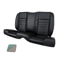 1964 1/2-66 Mustang Coupe Deluxe Rear Sport II Kit Seat Upholstery Set w/ Sport Foam (No Logo) Turquoise & White