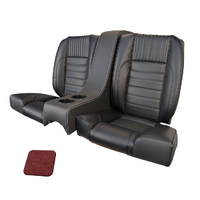 1964 1/2-66 Mustang Coupe Deluxe Rear Sport II Kit Seat Upholstery Set w/ Sport Foam (No Logo, with Console) Metallic Red