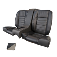 1964 1/2-66 Mustang Coupe Deluxe Rear Sport II Kit Seat Upholstery Set w/ Sport Foam (No Logo, with Console) Black & White