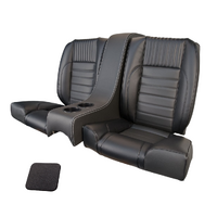 1964 1/2-66 Mustang Coupe Deluxe Rear Sport II Kit Seat Upholstery Set w/ Sport Foam (No Logo, with Console) Black