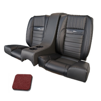 1964 1/2-66 Mustang Coupe Deluxe Rear Sport II Kit Seat Upholstery Set w/ Sport Foam (Pony Logo, with Console) Metallic Red
