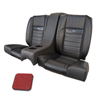 1964 1/2-66 Mustang Coupe Deluxe Rear Sport II Kit Seat Upholstery Set w/ Sport Foam (Pony Logo, with Console) Bright Red