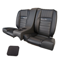 1964 1/2-66 Mustang Coupe Deluxe Rear Sport II Kit Seat Upholstery Set w/ Sport Foam (Pony Logo, with Console) Black
