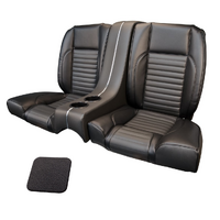 1964-65 Mustang Coupe Standard Sport II Rear Upholstery Set w/ Sport Foam (With Console) Black