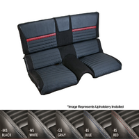 1971-73 Mach 1 Convertible Sport R Upholstery Set (Rear Only) OE Vinyl, Black Stripes, Red Stitching