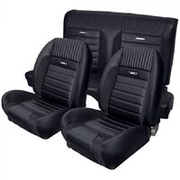 1964 1/2-66 Mustang Convertible Deluxe Pony Sport-R Series Upholstery Set w/ Bucket Seats (Full Seat) Black Stitching