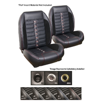 1964-67 Mustang Convertible Sport XR Upholstery Set w/ Low Back Bucket Seats (Full Set) Blue Stitching, Steel Grommets