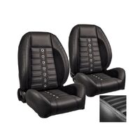 1964-67 Mustang Convertible Sport XR Upholstery Set w/ Low Back Bucket Seats (Full Set) White Stitching, Black Grommets