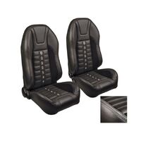 1969-70 Mustang Convertible Sport XR Upholstery Set w/ High Back Bucket Seats (Full Set) White Stitching, Steel Grommets
