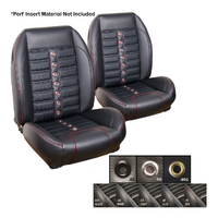 1964-67 Mustang Convertible Sport X Upholstery Set w/ Low Back Bucket Seats (Full Set) Black Stitching, Black Grommets