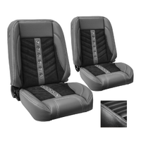 1964-67 Mustang Convertible Sport VXR Upholstery Set w/ Low Back Bucket Seats (Full Set) Grey Stitching, Black Grommets