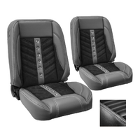 1964-67 Mustang/1966-67 Bronco Sport VXR Upholstery Set w/ Low Back Bucket Seats (Front Only) Grey Stitching, Black Grommets