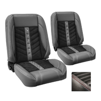 1964-67 Mustang/1966-67 Bronco Sport VXR Upholstery Set w/ Low Back Bucket Seats (Front Only) Red Stitching, Black Grommets