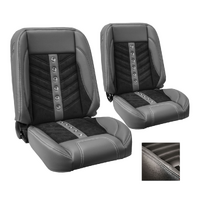 1964-67 Mustang/1966-67 Bronco Sport VXR Upholstery Set w/ Low Back Bucket Seats (Front Only) White Stitching, Black Grommets