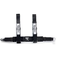Universal 4 Point Harness Seat Belt with Chrome Push Button Buckle - Black