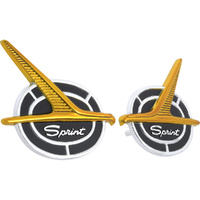 1963 Falcon Sprint Roof Pillar Emblems - Gold Falcons with Black Background