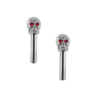 Door Lock Knobs Chrome Skulls Red Eye - PAIR