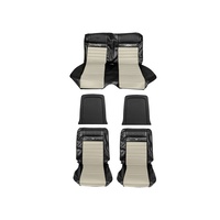 1964 - 1966 Mustang Coupe Full Set Pony Upholstery (Black/White)