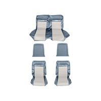 1964 - 1966 Mustang Coupe Full Set Pony Upholstery (Blue/White)
