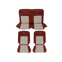 1964 - 1966 Mustang Coupe Full Set Pony Upholstery (Bright Red/White)