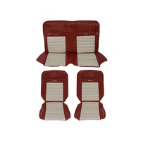 1964 - 1966 Mustang Coupe Full Set Pony Upholstery (Bright Red/White)