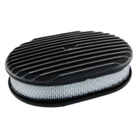Oval Air Cleaner Kit Full Finned Black 12" x 8" x 3"