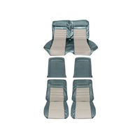 1966 Mustang Coupe Full Set Pony Upholstery (Aqua/White)