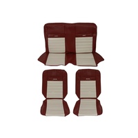 1966 Mustang Convertible Pony Upholstery (Dark Red/White)