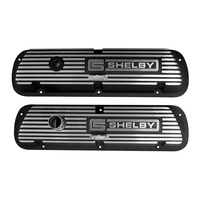 Finned Aluminium Valve Covers Shelby Logo Black Wrinkle