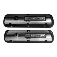Finned Aluminium Valve Covers Shelby Logo Black Wrinkle