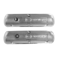 Finned Aluminium Valve Covers Shelby Logo Polished