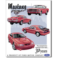 Ford Mustang 30 Year Anniversary Large Metal Tin Sign 31.7cm X 40.6cm Genuine American Made