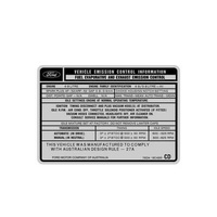 XC Falcon ZH Fairlane P6 LTD Vehicle Emissions Decal - 4.9L 302 V8 Electronic Ignition