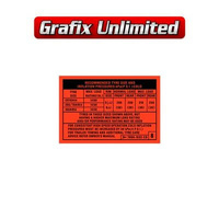 XD Falcon ZJ Fairlane FC LTD Tyre Placard Decal - 4.9L 302 5.8L 351 V8 - 14"