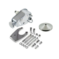 Chrome Saginaw Power Steering Pump, Billet Pulley & Bracket Kit 289 302 351w