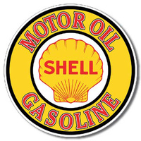 Shell Motor Oil – Round Metal Tin Sign 29.8cm Diameter Genuine American Made