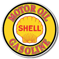 Shell Motor Oil  Round Metal Tin Sign 29.8cm Diameter Genuine American Made