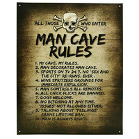 Metal Tin Sign - 12" x 15" - Man Cave Rules