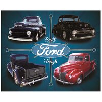 Metal Tin Sign - 12" x 15" - Ford Pickup - Built Ford Tough