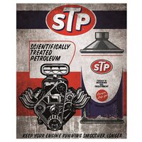 Metal Tin Sign - 12" x 15" - STP Scientifically Treated Petroleum