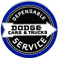 Metal Tin Sign 12" Round - Dodge Service