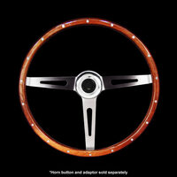 Classic 3 Spoke Deep Dished 15" Wood Rim Steering Wheel 3 Bolt